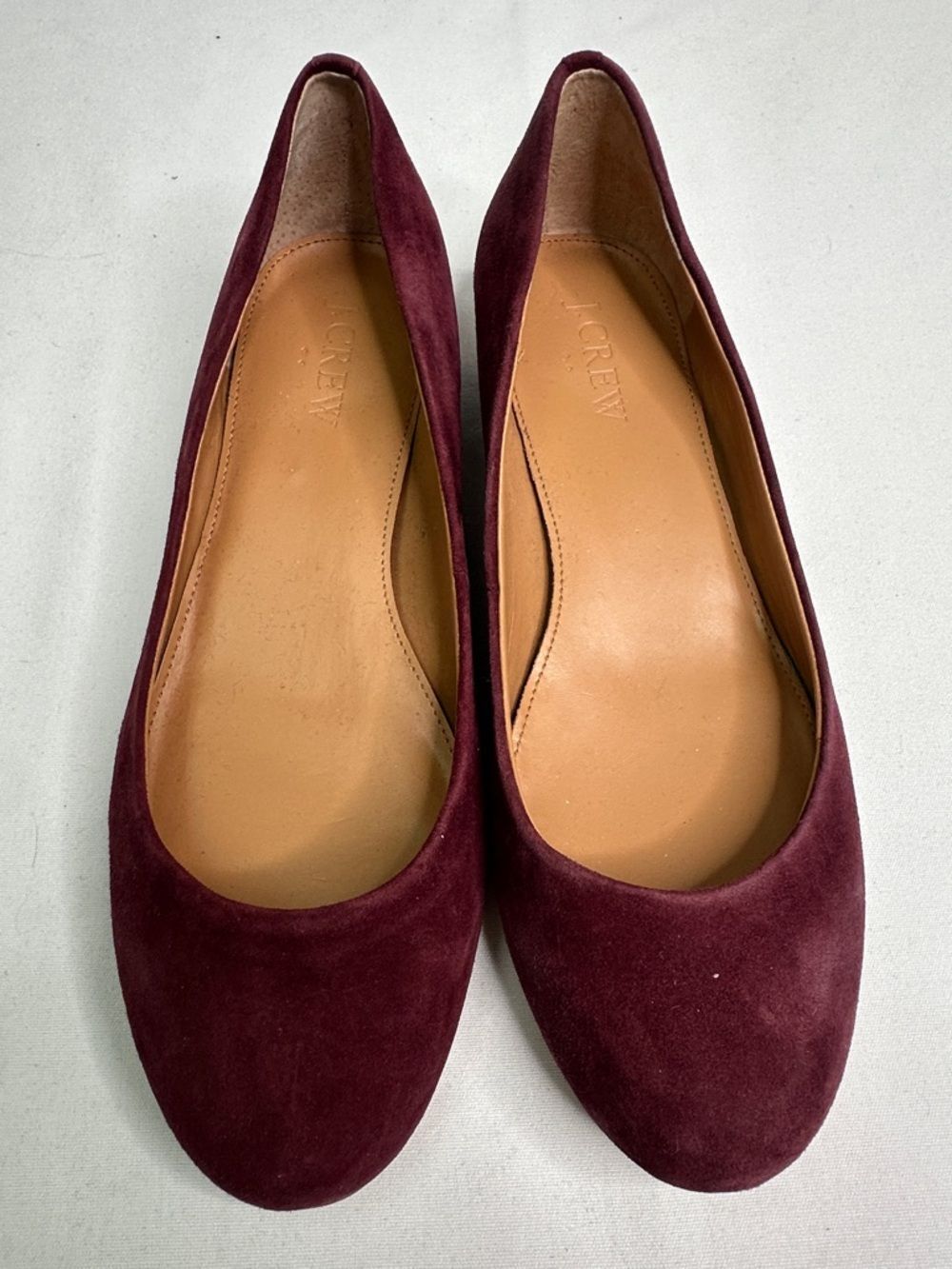 J. Crew Wine Suede Round-Toe Ballet Flats